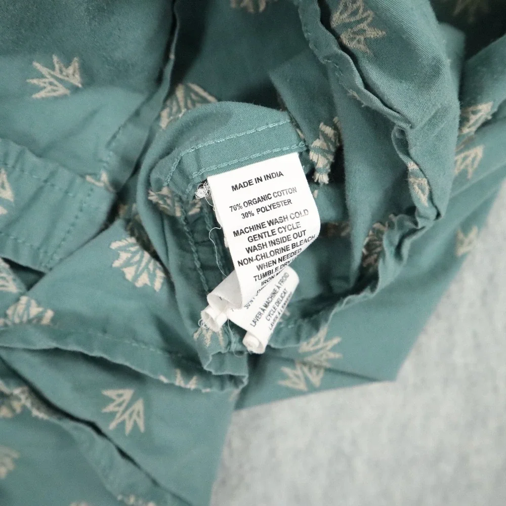 Prana Agave Leaf AOP Shirt Mens XL Teal Green Slim Fit Button Down Organic Blend - Picture 6 of 7
